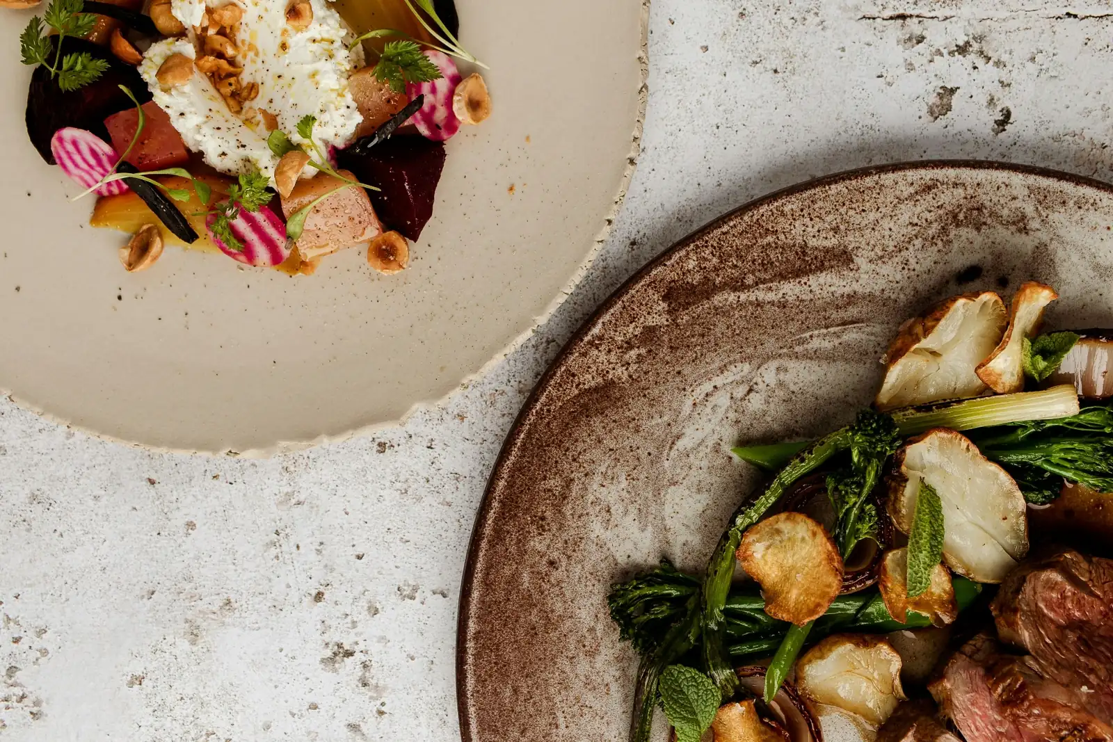 Chef-plated seasonal dishes